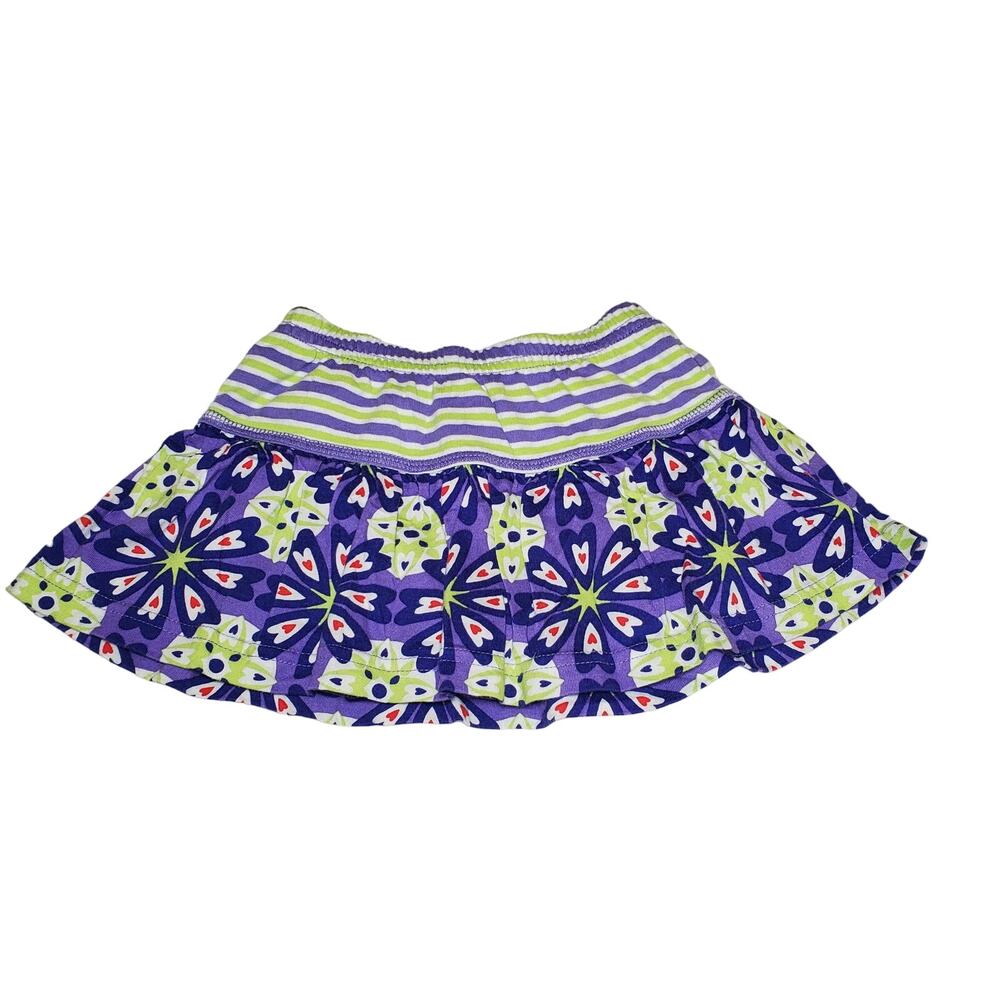 Hanna Andersson Purple Stripe Print Skort Skirt with Shorts Girls Size 80 = 2